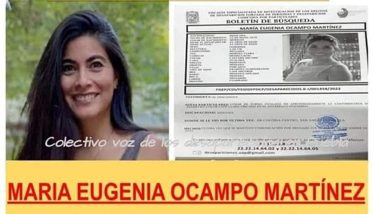 Investigan si cuerpo hallado en Tlaxcala es de María Eugenia Ocampo